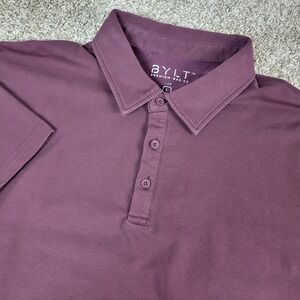 BYLT Premium Basics Lux Mens Large Solid Maroon Performance Stretch Polo SS